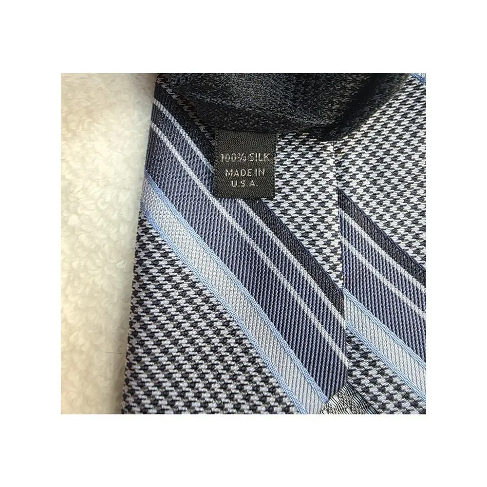 Nordstrom grey blue diagonal stripe houndstooth classic silk tie - 59.5